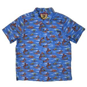 Cinch Men's Western Cowboy Bucking Horse Mountain Blue Button Up Shirt Small